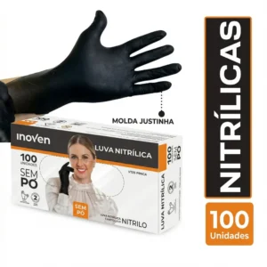 Luva nitrílica preta | caixa com 100 unidades