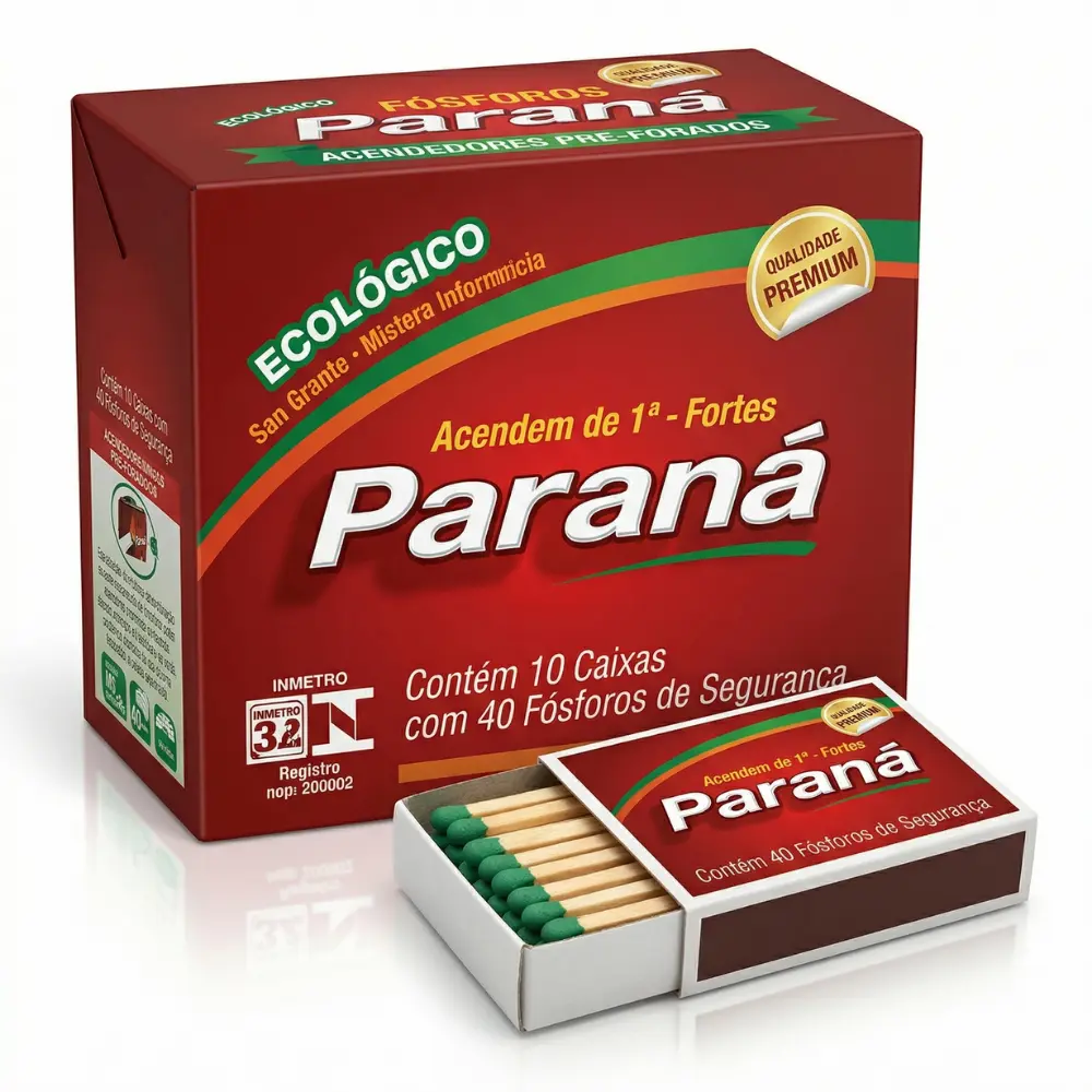 Fósforo Paraná | contém 10 caixas com 40 fósforos