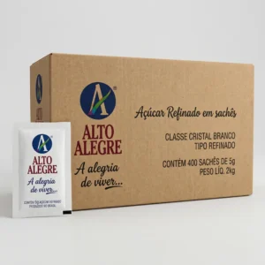 Açúcar refinado em sachê | caixa com 400 unidades