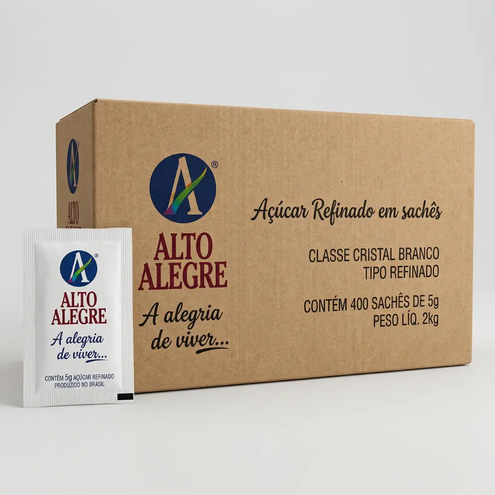 Açúcar refinado em sachê | caixa com 400 unidades