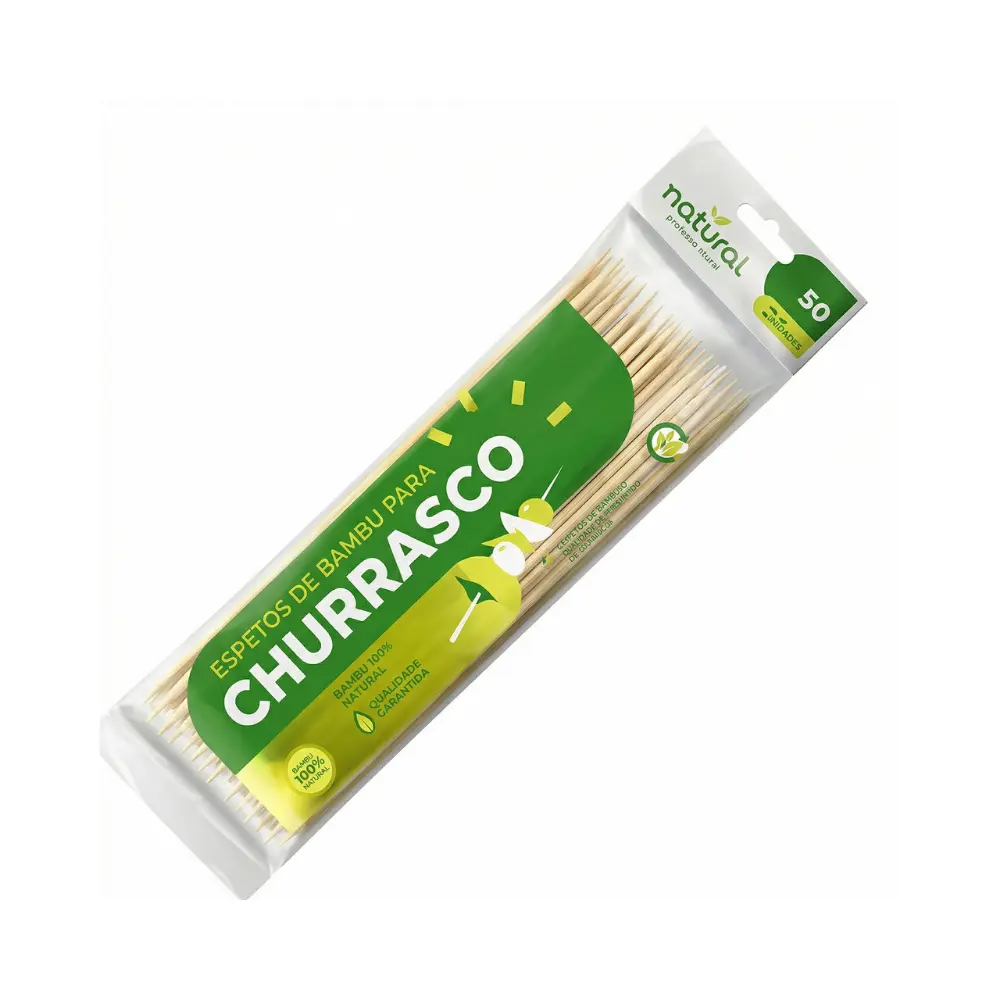 Espeto de bambu para churrasco