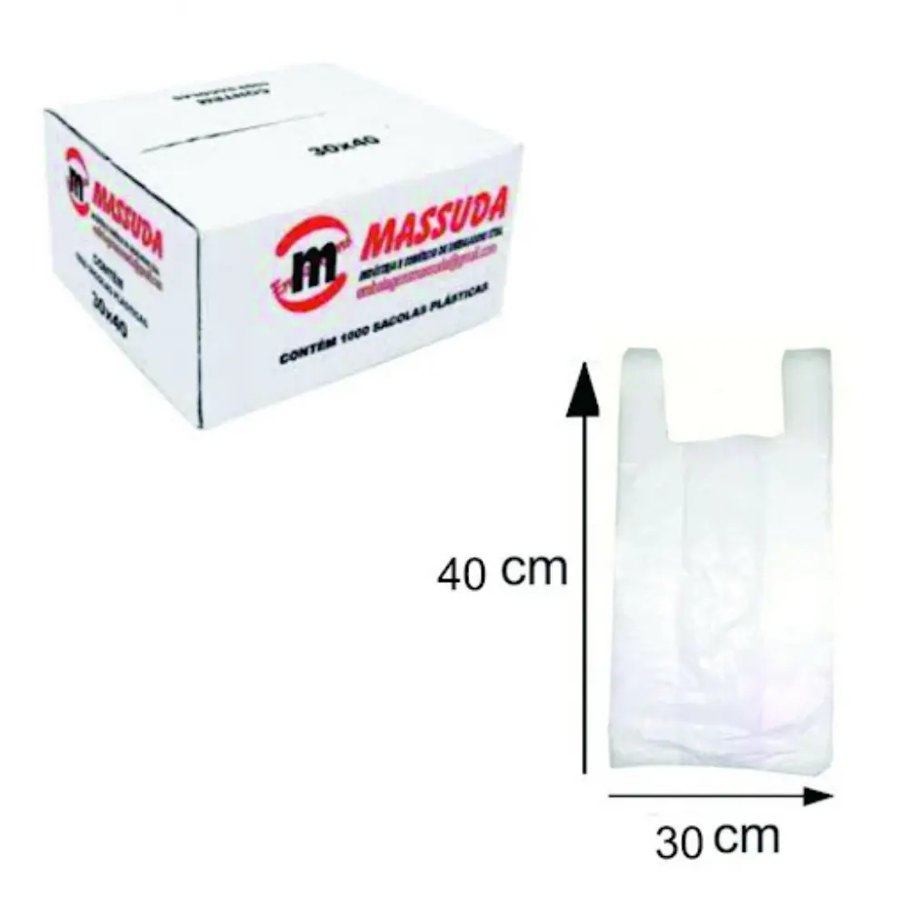 Sacola branca Massuda | pacote com 1.000 unidades